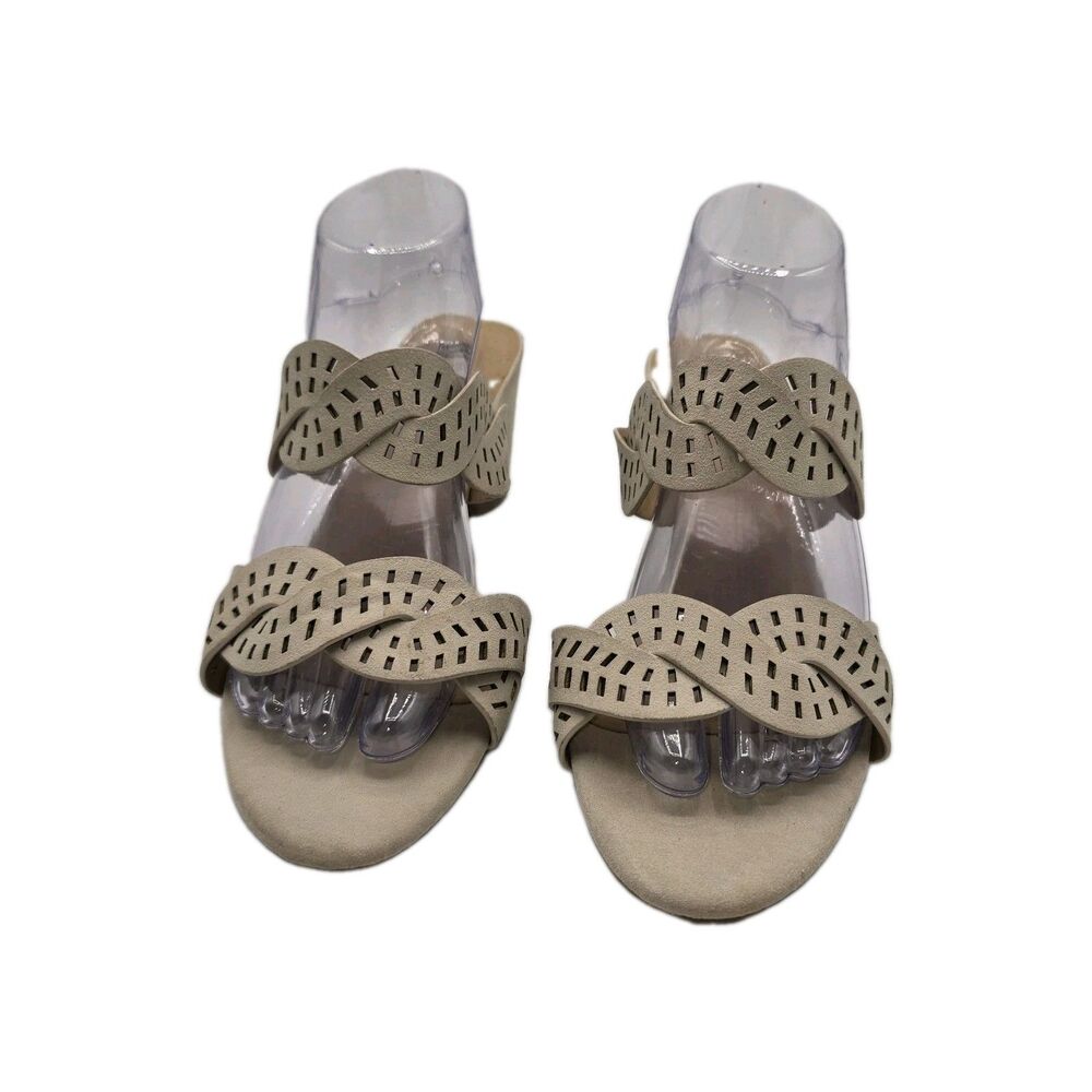 White Mountain Beige Woven Slide Heels Size 9.5W Comfortable Event Workplace